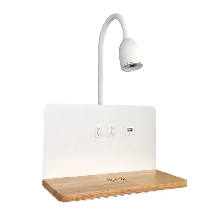 Applique Murale LED d'Nikavec Wild USB et Chargement Sans Fil, Luminaire Moderne Rotatif à 360 ° ave