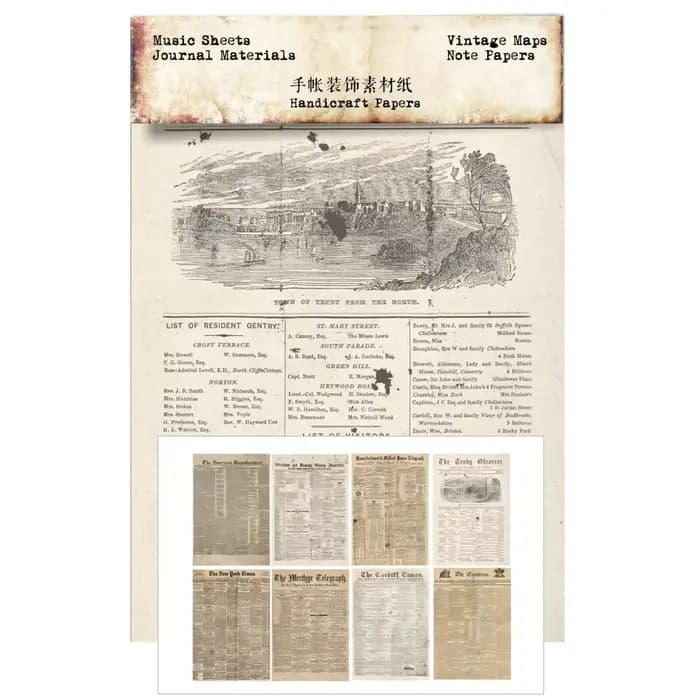 Affiches de vieux journaux, 8 feuilles de papier d'arrière-plan, papier Photo artisanal décoratif po