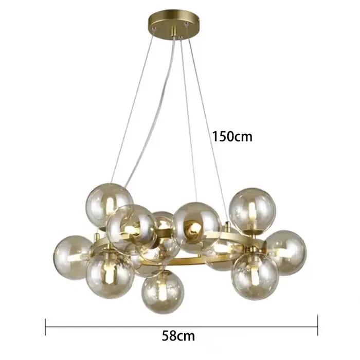 Suspension nordique pour restaurant, luminaire créatif multi-têtes en verre, style haricot magique, 