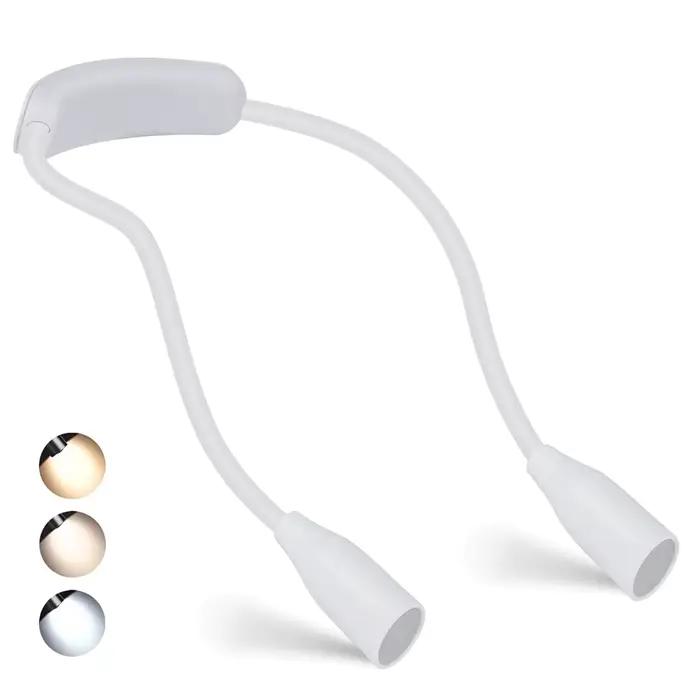 Lampes de lecture LED rechargeables pour le cou, 3 couleurs, 9 luminosité, bras Flexible, lumière de
