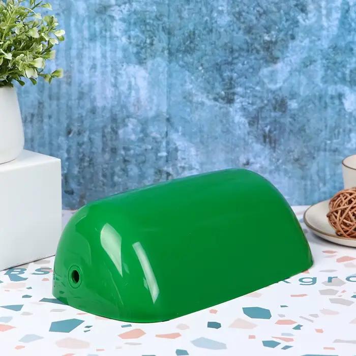 Lampe de table LED rétro vintage vert blanc, couvercle de lampe de banquier en plastique et verre, a