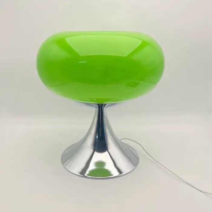 Lampe de table vintage en verre de Murano, feuille verte, style rétro, lampe de chevet, lumière douc