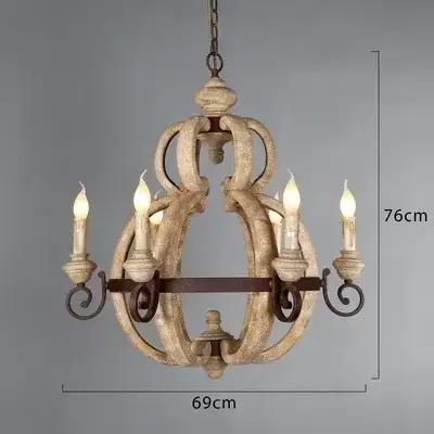 Lustre rustique vintage en bois massif français, lampe suspendue en bois pour salon, salle à manger,
