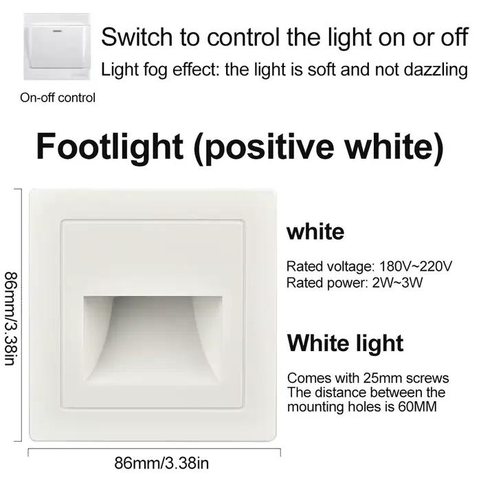 Applique murale LED encastrée pour escalier, éclairage de marche AC180-220V, éclairage de couloir, é