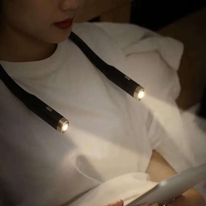 Lampe de lecture au cou, lampe de livre, lampe de cou pliable, rechargeable longue durée pour la lec
