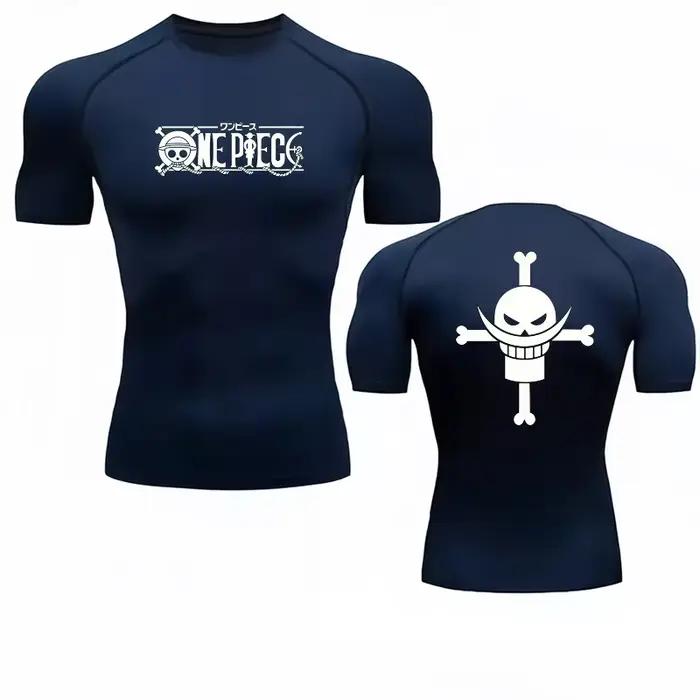 Bandai One Piece T-shirt pour hommes avec logo Whitebeard, Compression, Fitness, Gym, séchage rapide