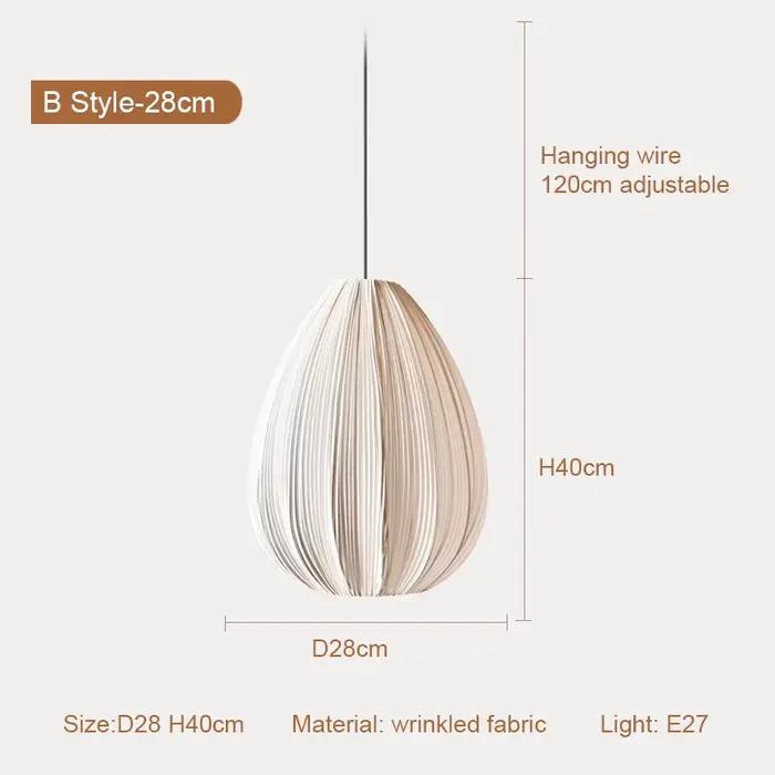 Lampe suspendue en tissu japonais, lustre nordique minimaliste en tissu de soie blanche pour salle à
