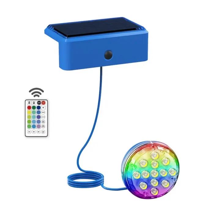 Lumières sous-marines solaires de piscine avec télécommande IP68 lumière de piscine Submersible étan