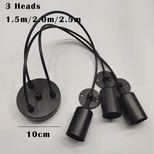 Lampe à suspension rétro bricolage Base de lampe Multiple E27 câble noir 0.75mm lampes suspendues in