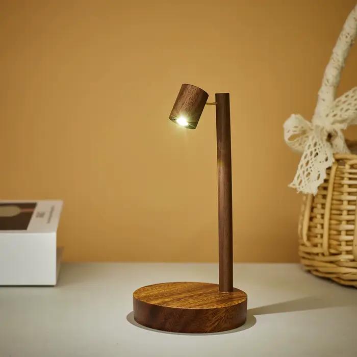 Lampe de Table en bois rétro, veilleuse avec interrupteur rotatif, Protection des yeux, lampe de che