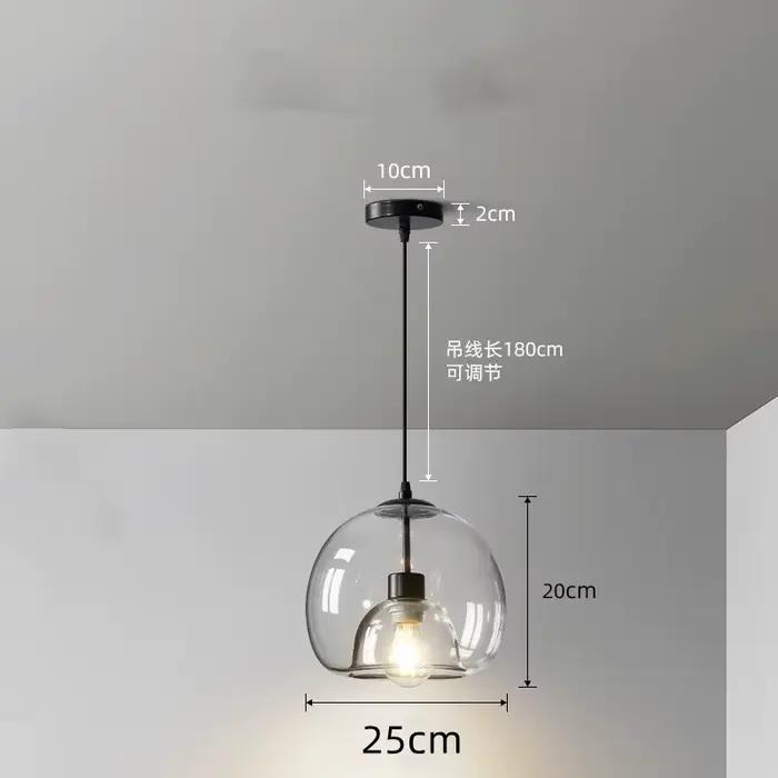 Luminaire suspendu en verre nordique pour îlot de cuisine, lustre gris fumé, lampe suspendue pour sa