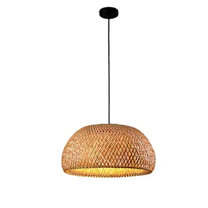 Lanterne Suspendue en Bambou et Rotin Naturel de 26cm, Luminaire Décoratif de Plafond, Abat-Jour Tis