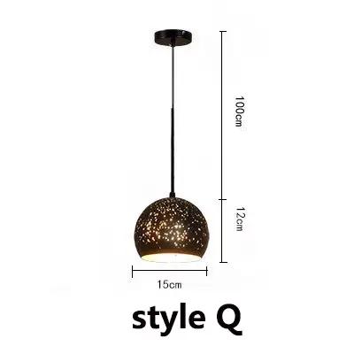 Lampe Suspendue Vintage en Fer Style Nordique Poreux, Abat-Jour Rétro, de Gravure, Bar, Restaurant, 