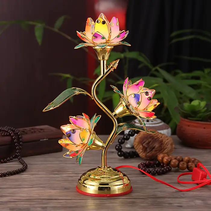 Lotus-Lamp Plug In Électrique Lotus-Lanterne LED longue durée : Lampe décorative de table économe en