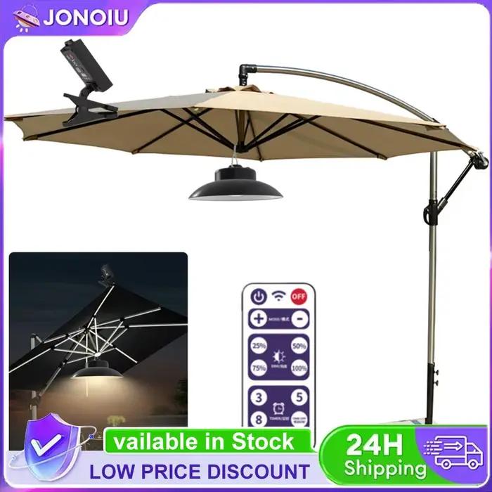 Lampe de parasol à clipser à énergie solaire, rechargeable par USB, lumières LED pour parasol, téléc