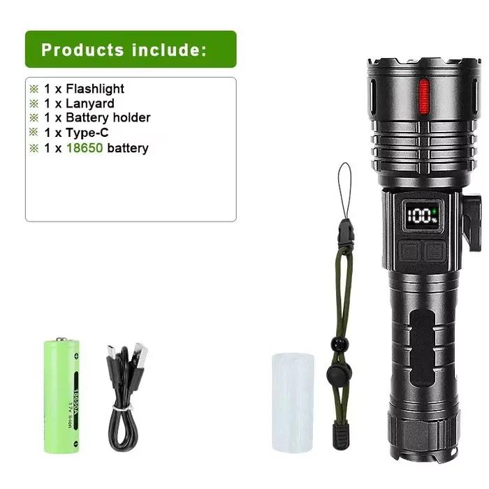 Lampe torche la plus puissante 100000LM, super lumineuse, laser blanc, étanche, lampe à main magnéti