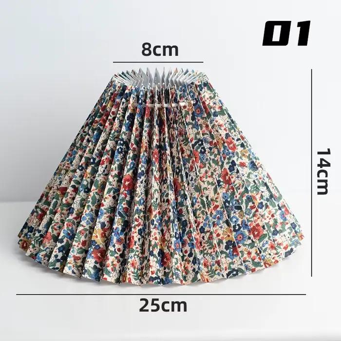 Abat-jour de Table plissé de Style pastoral, tissu en lin, motif Floral rétro, pour chambre à couche