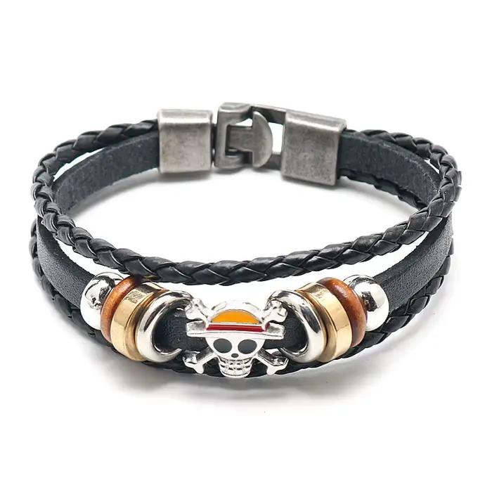 Bracelet de mode One Piece Portgas D. Ace Monkey D. Luffy, bracelet tissé multicouche créatif, cadea