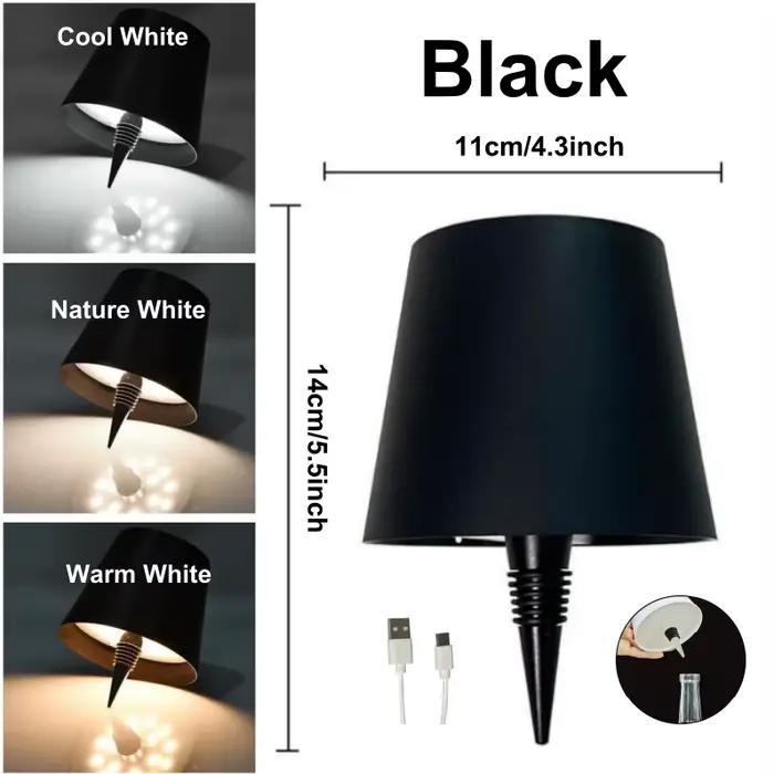 Lampe LED sans fil à commande tactile, 3 couleurs réglables, veilleuse rechargeable Type C, idéale p