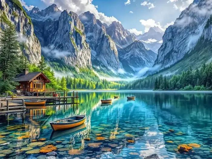 Puzzles de paysages 500/1000/1200/2000 pièces, jeux d'activités familiales pour salle de jeux, chamb