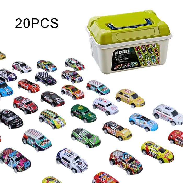 Mini ensemble de modèles de voiture en alliage avec boîte de rangement, voitures moulées sous pressi