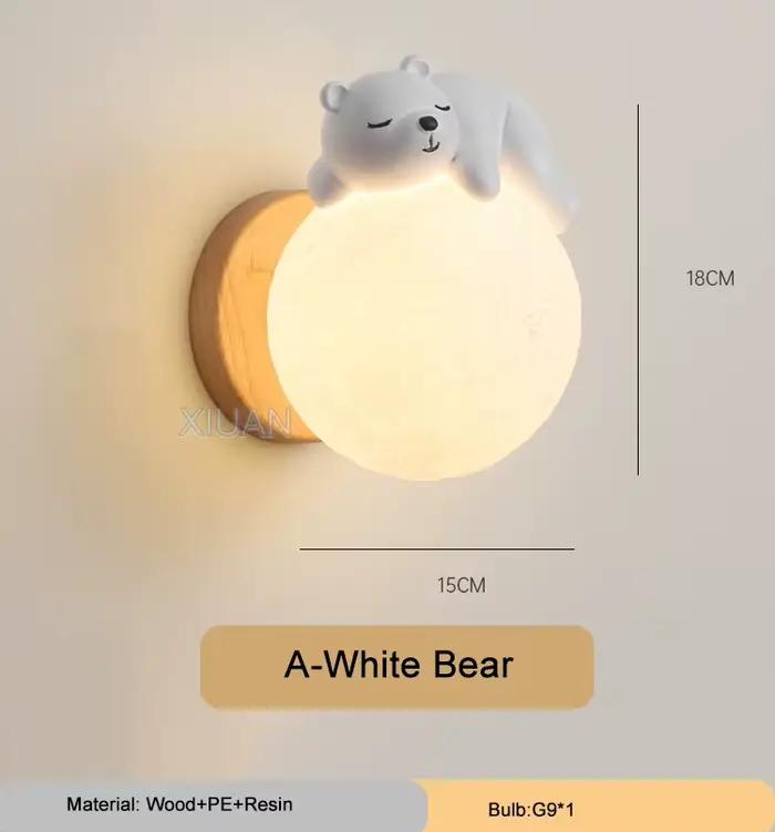 Applique Murale en Forme d'Ours de Dessin Animé, Luminaire Décoratif d'Nik, Idéal pour une Chambre à