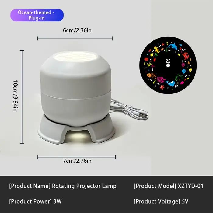 Projecteur LED Océan 360° °   Lampe de nuit LED rotative alimentée par USB, lampe d'ambiance dynamiq
