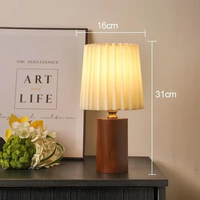 LED lampe de bureau rétro plissé en bois USB pour salon maison chambre chevets atmosphère LED veille