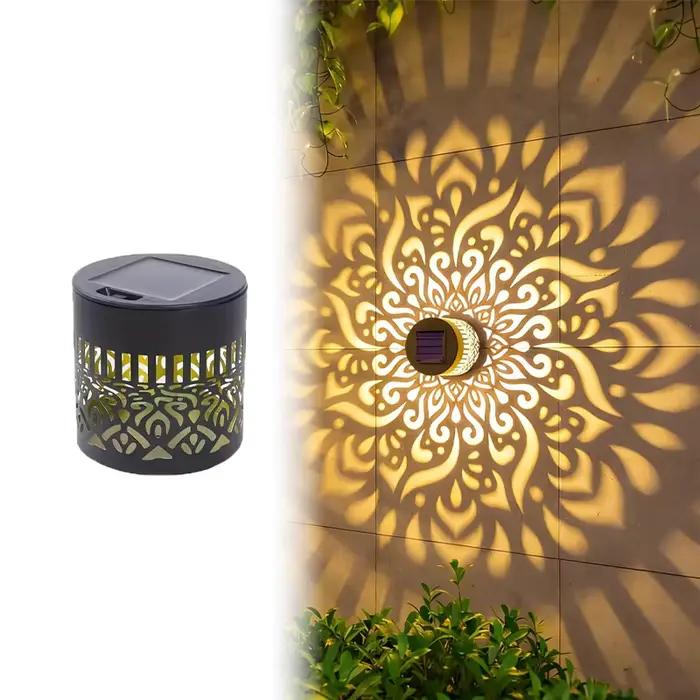 Lampe solaire LED d'extérieur pour clôture et mur, lampe décorative en métal Mandala pour jardin, pe