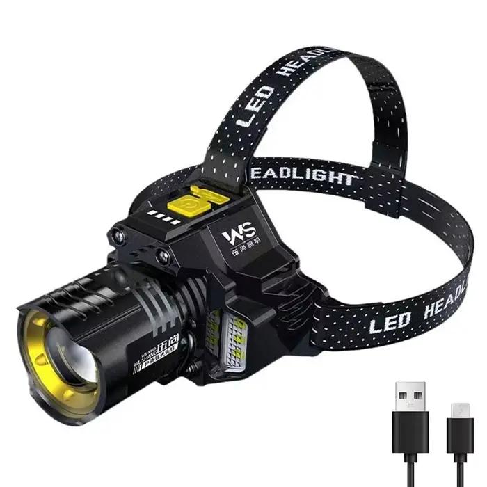 Lampe frontale LED puissante et Rechargeable avec phare télescopique Zoomable-lumière frontale de tr
