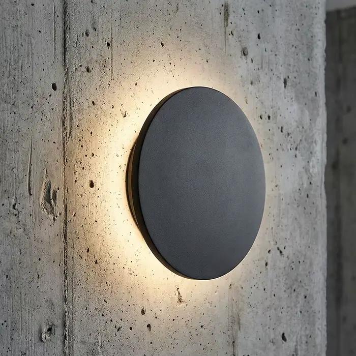 Applique murale extérieure étanche IP65, applique LED ronde moderne 3000K blanc chaud, finition mate