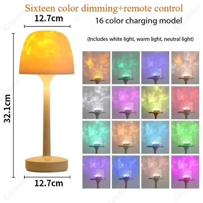 Lampe de bureau LED à pieds hauts, avec Projection d'ondulation d'eau, veilleuse d'ambiance romantiq