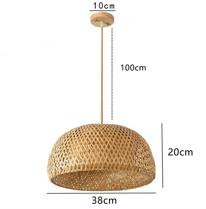 Lanterne en bambou 38/45cm, lampe suspendue en rotin naturel et osier E27, lustres tissés à la main,
