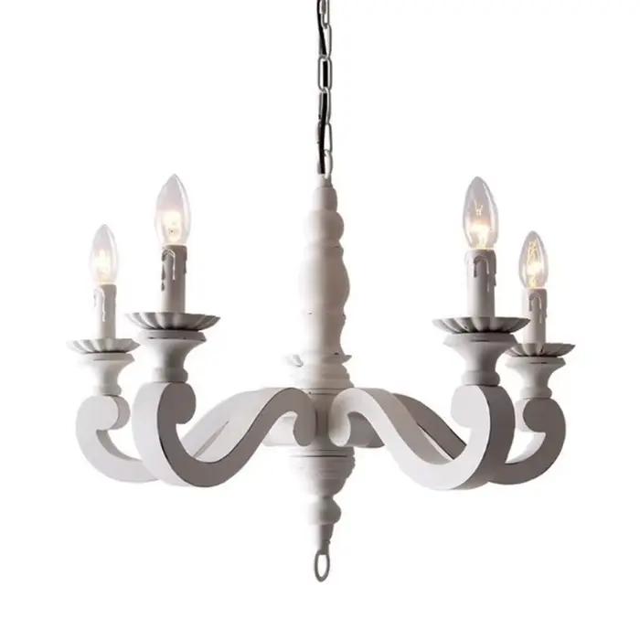 Lustre vintage en bois blanc, lampe suspendue rétro pour bar à café, salle à manger, salon, décorati