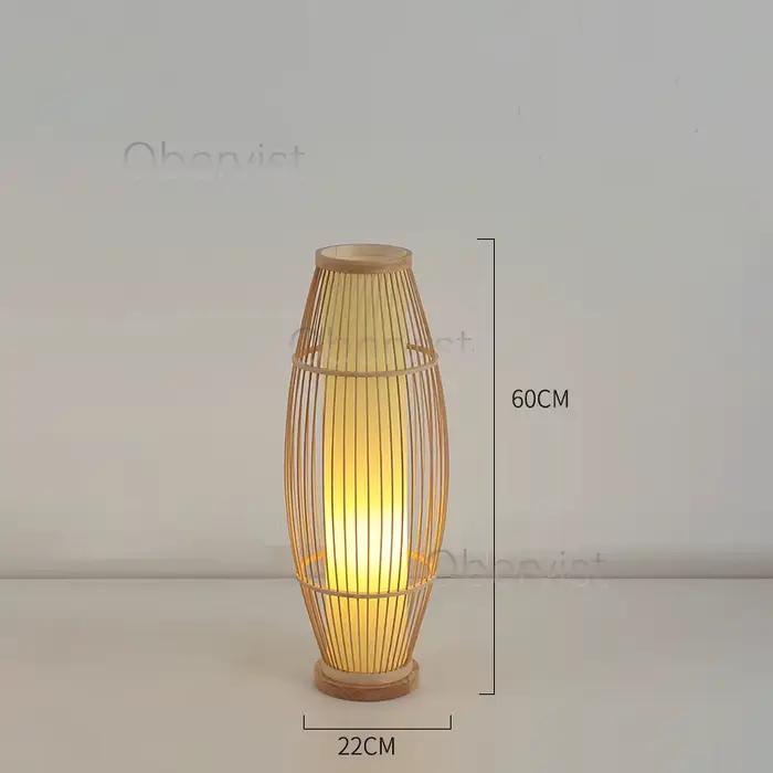 Lampadaire chinois d'art rétro en bambou tressé pour salon, salle de thé, chambre japonaise – Lumina