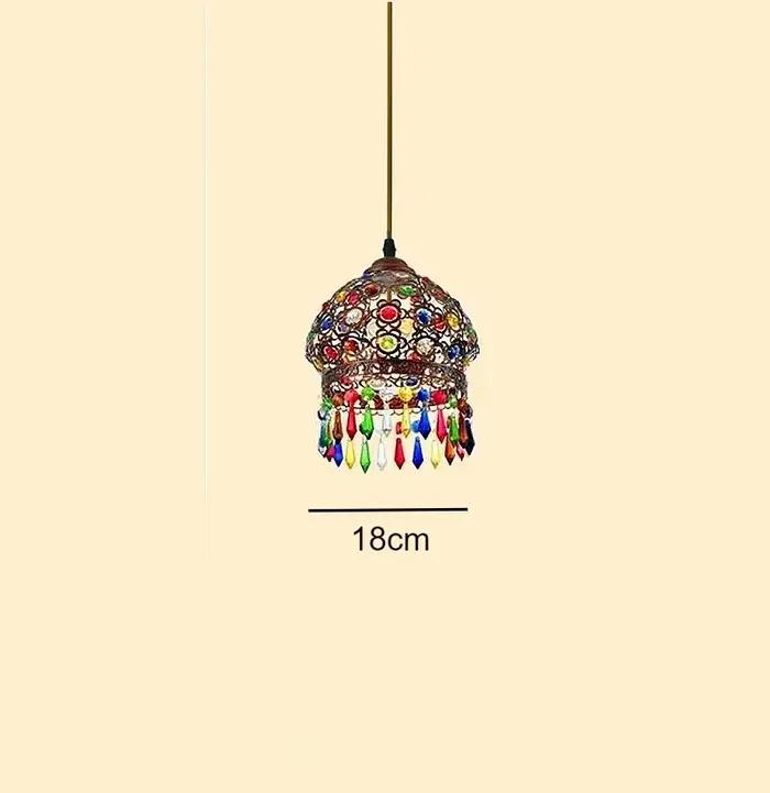 Lustre turc à 3 lumières de style bohème, pendentifs en verre diamanté coloré vintage, lampe suspend