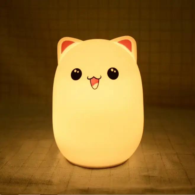 Lampe de nuit LED en forme d'ours, contrôle par capteur tactile, RGB, intensité réglable, rechargeab