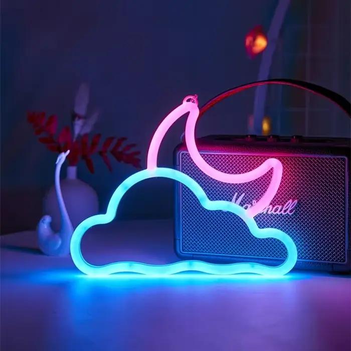 Gamepad Fire Moon Star LED Neon Light, Signe de nuit, Lampe de marijuana ing, Décoration murale de c