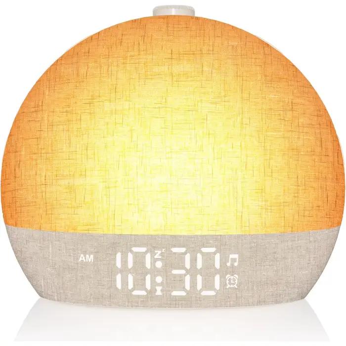 Wake Up Light Sunrise réveil minuterie 30 bruit blanc Machine sonore Dimmable RGB veilleuses aide au
