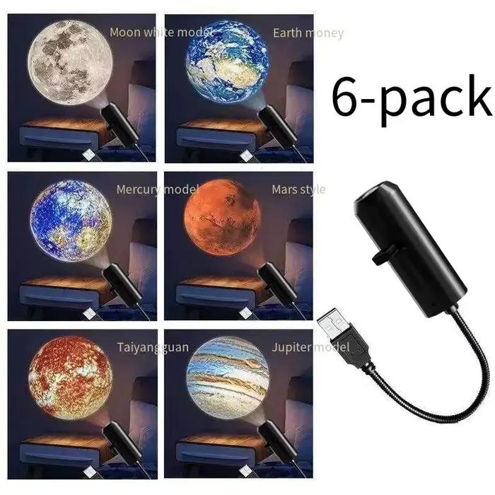 Projecteur LED planétaire, 6 images projetées, lumière rotative à 360 degrés, cadeau, décoration de 