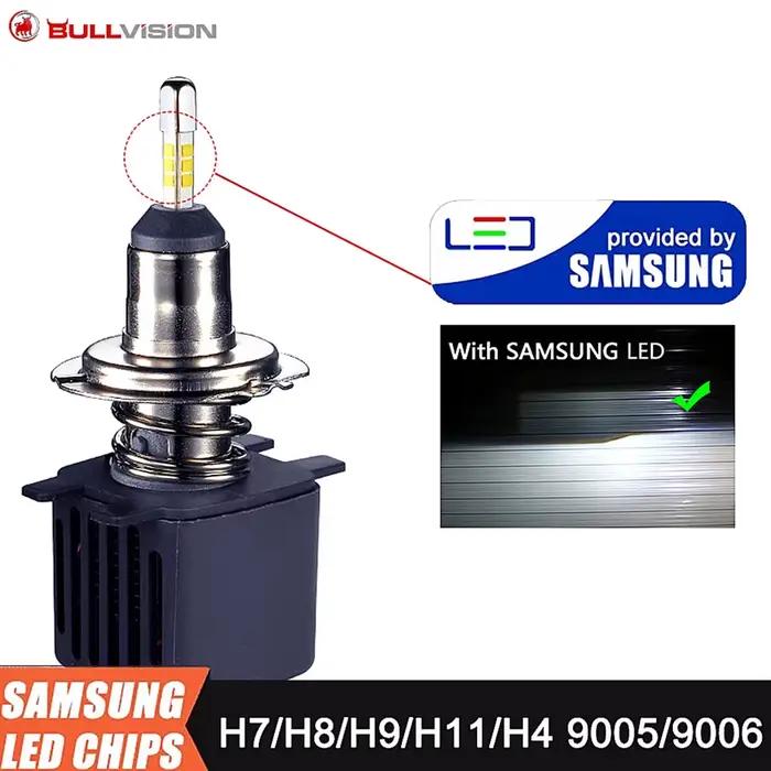 Lampe LED H7 avec puce SAMSUNG CSP H4 9005/HB3 9006/HB4 H11 H8 H1, ampoules de voiture 15000LM 80W 6