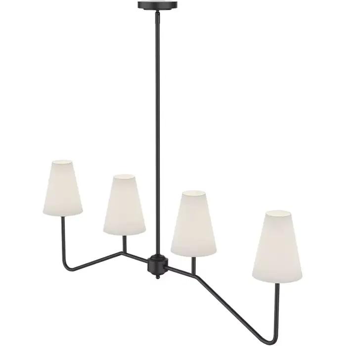 Plafonnier Moderne Classique en Lin Blanc Poli Or ou Noir, Luminaire Décoratif de Plafond, Idéal pou
