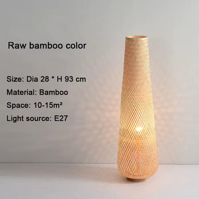 Lampadaire en rotin japonais rétro Wabi-sabi lampe à LED verticale étude décorative salon chambre ca