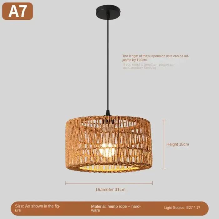 Lampe en osier créative plafonnier en rotin pour maisons de thé chez l'habitant chambre décorative p