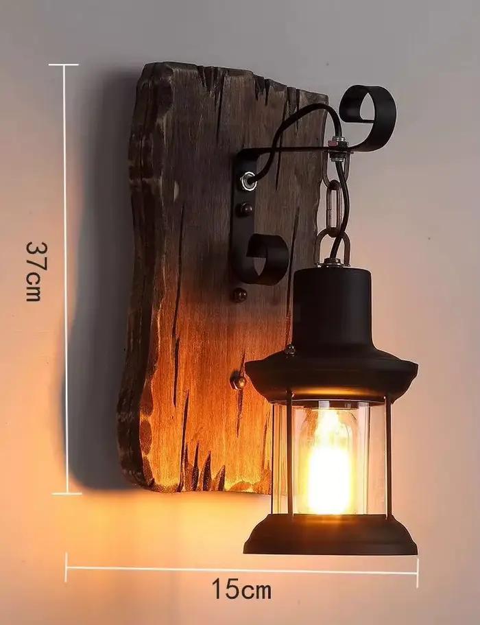 Applique Murale Nordique en Bois et Fer Forgé, Luminaire Décoratif d'Nik, Style Rétro et Créatif, Id