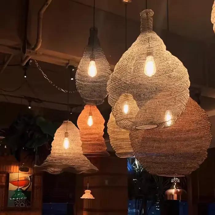Wabi Sabi fer suspension pour Table de cuisine île salle à manger chambre tissé treillis métallique 