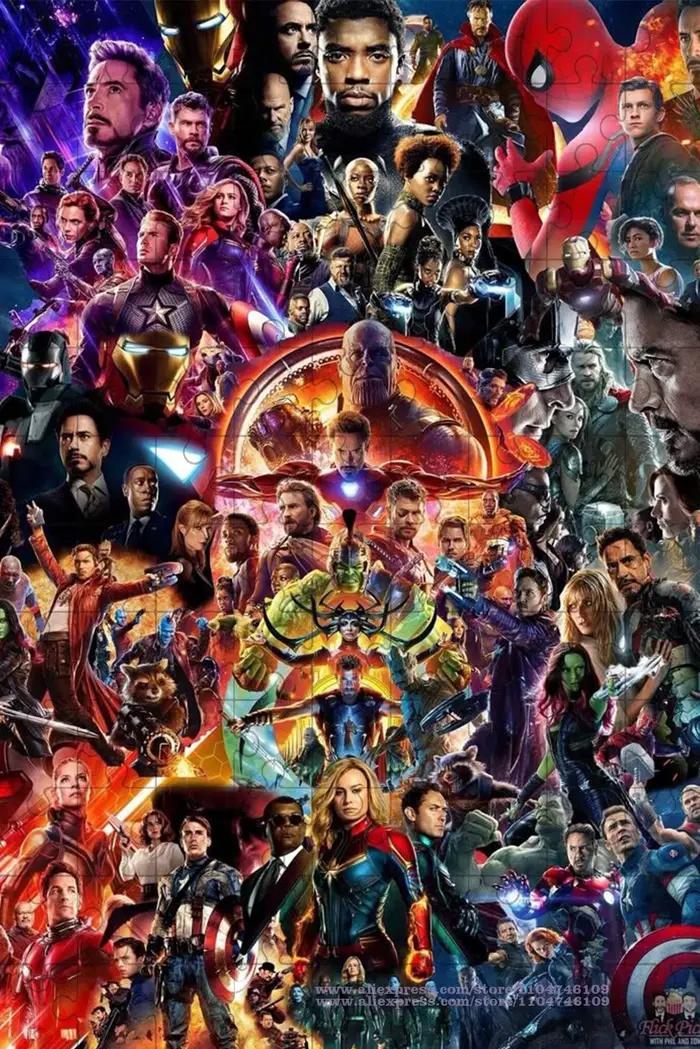 Puzzle de collections de personnages Marvel, 108/200/300/500/1000/1500 pièces, puzzle d'intelligence