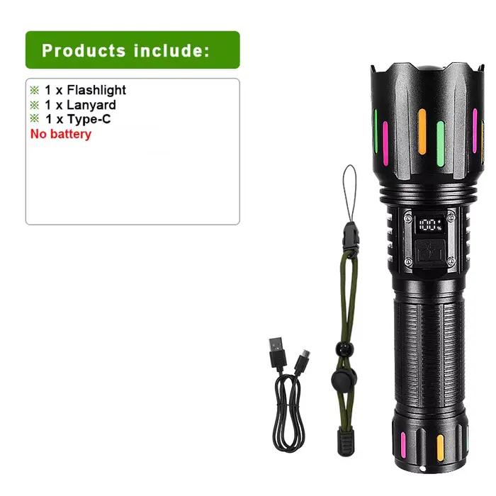 Lampe torche LED la plus puissante 2026, 280000000LM, super lumineuse, portée longue de 5500m, recha
