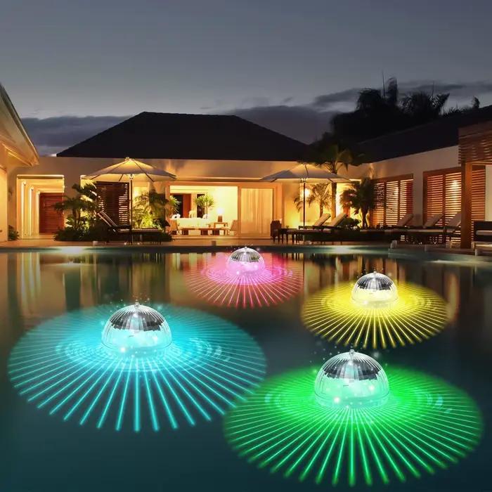Lumières flottantes solaires piscine LED étanche énergie solaire multicolore/changement chaud lampe 