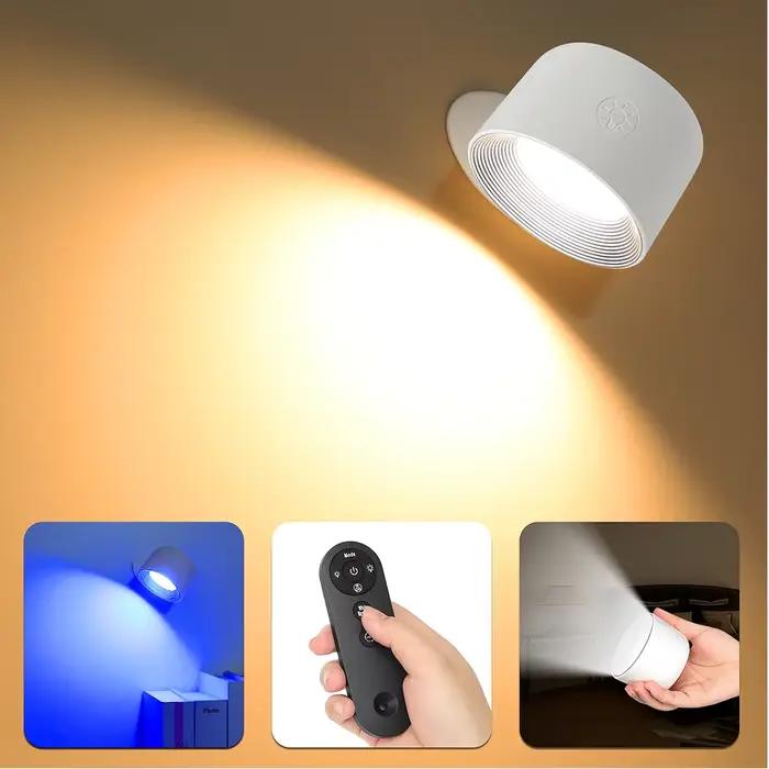 Lampe murale Led à commande tactile, applique murale rotative à 360°, rechargeable par USB, sans fil